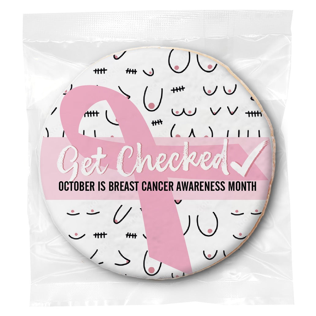 Get Checked Breast Cancer - Personalized Direct Print On Round Sugar Cookie