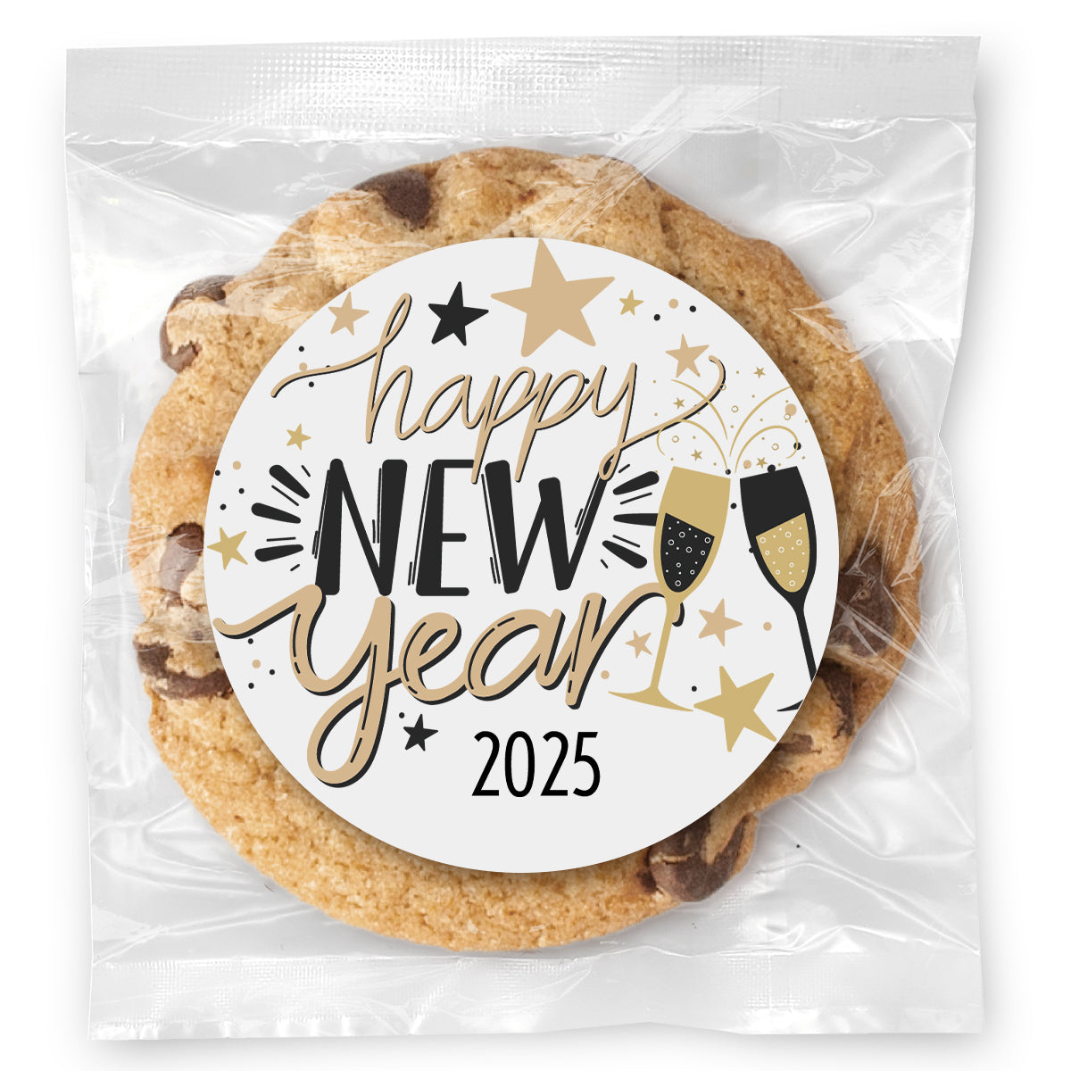 Happy New Year Cheer - Gourmet Chocolate Chip Or Variety Pack W/ Full Color Personalized Sticker
