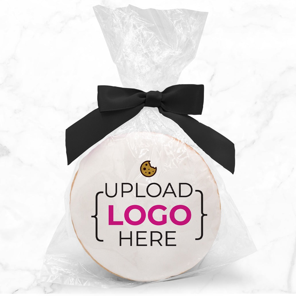 Logo Upload - Personalized Direct Print On Round Sugar Cookie w/ Gift Bag & Matching Bow