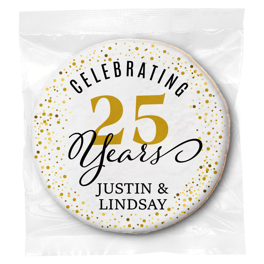 Celebrating (Any Year) Gold Confetti - Personalized Direct Print On Round Sugar Cookie
