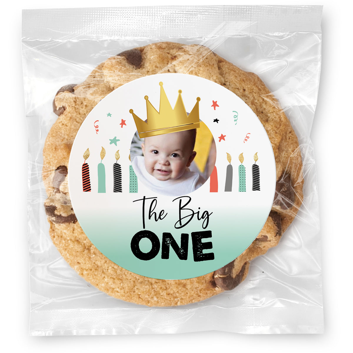 The Big One Crown Photo - Gourmet Chocolate Chip Or Variety Pack W/ Full Color Personalized Sticker