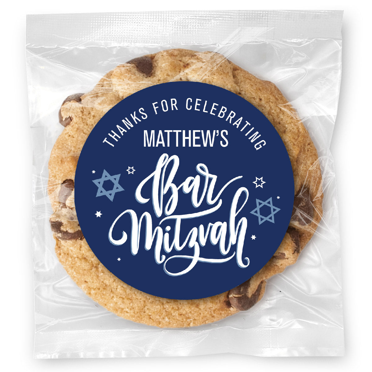 Thanks for Celebrating Bar Mitzvah - Gourmet Chocolate Chip Or Variety Pack W/ Full Color Personalized Sticker
