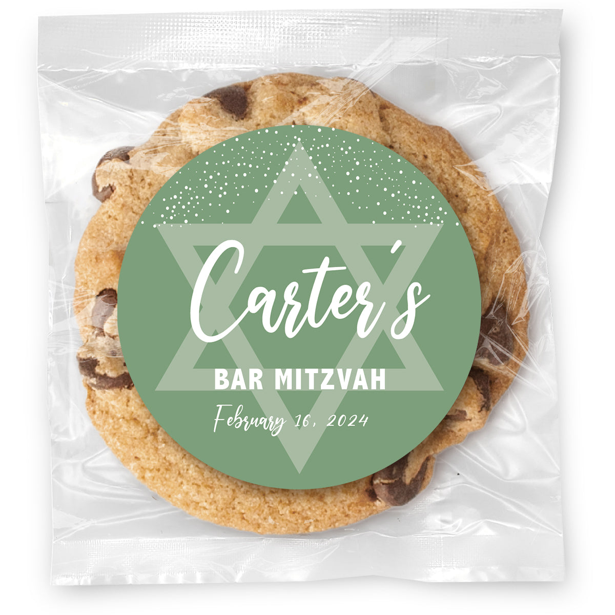 Bar Mitzvah Star Name & Color Choice - Gourmet Chocolate Chip Or Variety Pack W/ Full Color Personalized Sticker