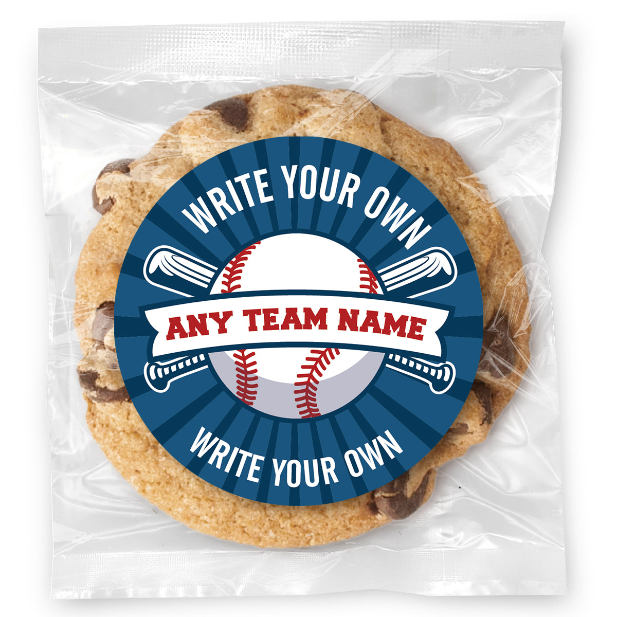 Write Your Own Baseball Team & Message - Gourmet Chocolate Chip Or Variety Pack W/ Full Color Personalized Sticker