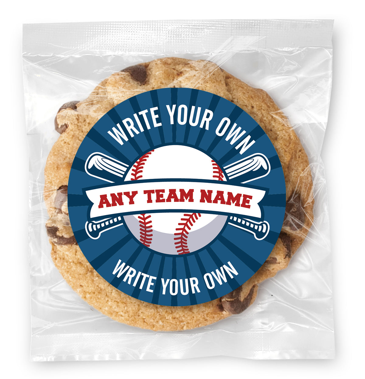Write Your Own Baseball Team & Message - Gourmet Chocolate Chip Or Variety Pack W/ Full Color Personalized Sticker