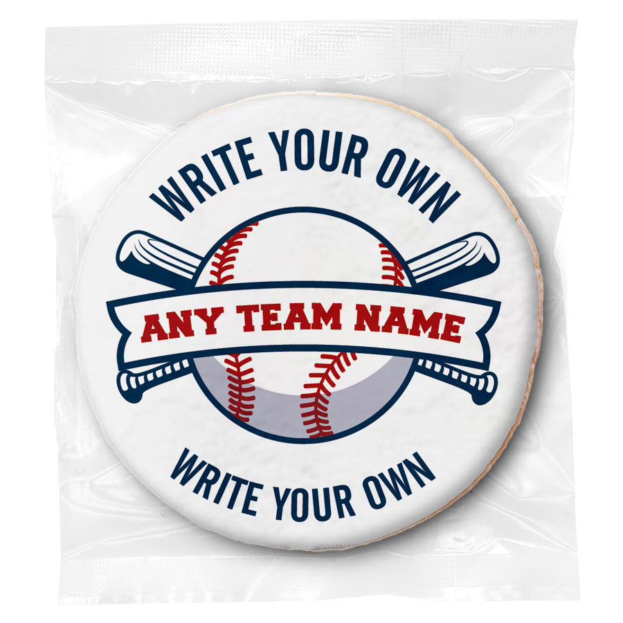 Write Your Own Baseball Team & Message - Personalized Direct Print On Round Sugar Cookie