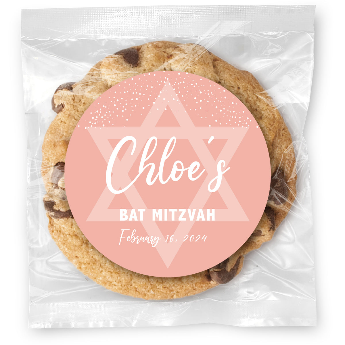 Bat Mitzvah Star Name & Color Choice - Gourmet Chocolate Chip Or Variety Pack W/ Full Color Personalized Sticker
