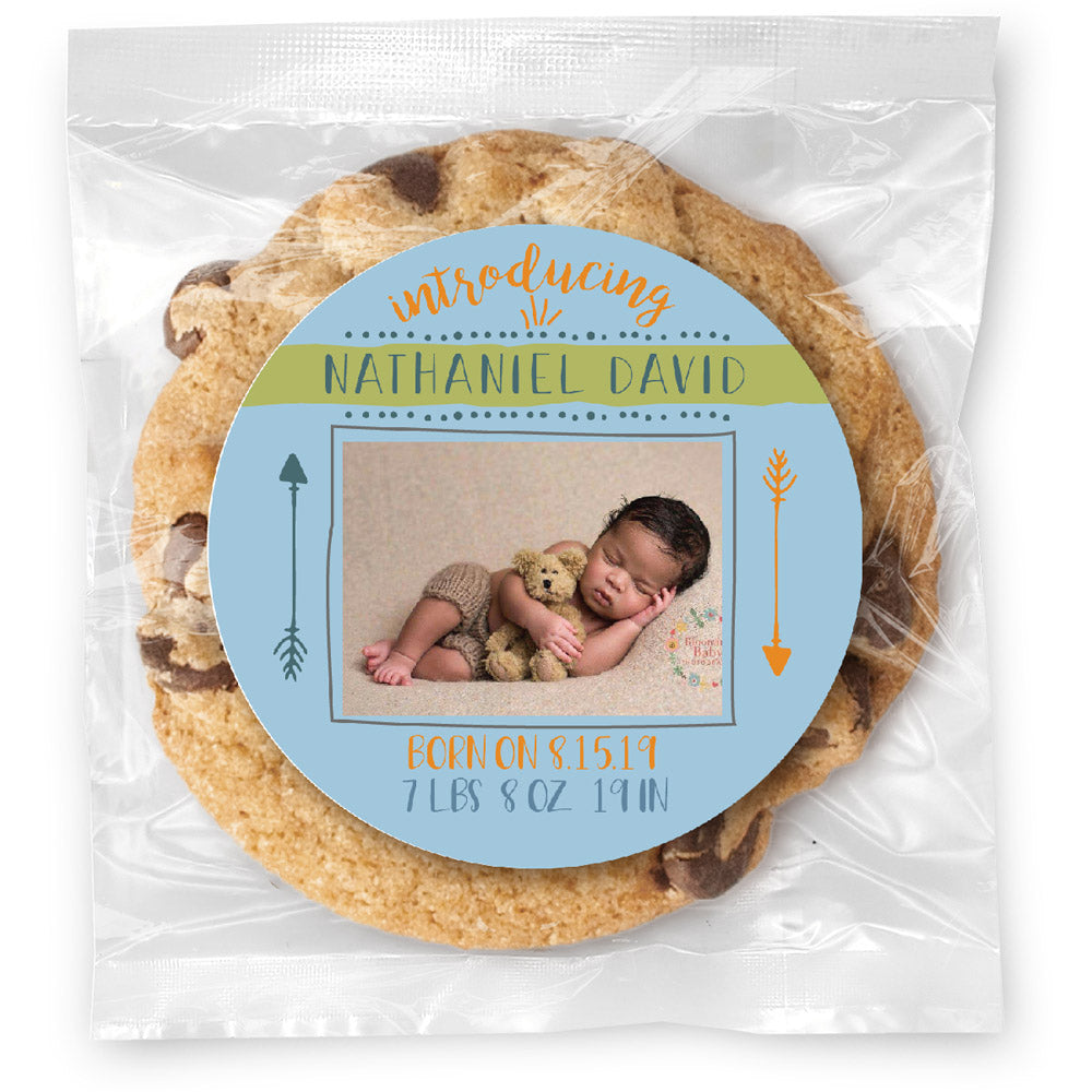 Introducing Baby photo - Boy - Gourmet Chocolate Chip Or Variety Pack W/ Full Color Personalized Sticker