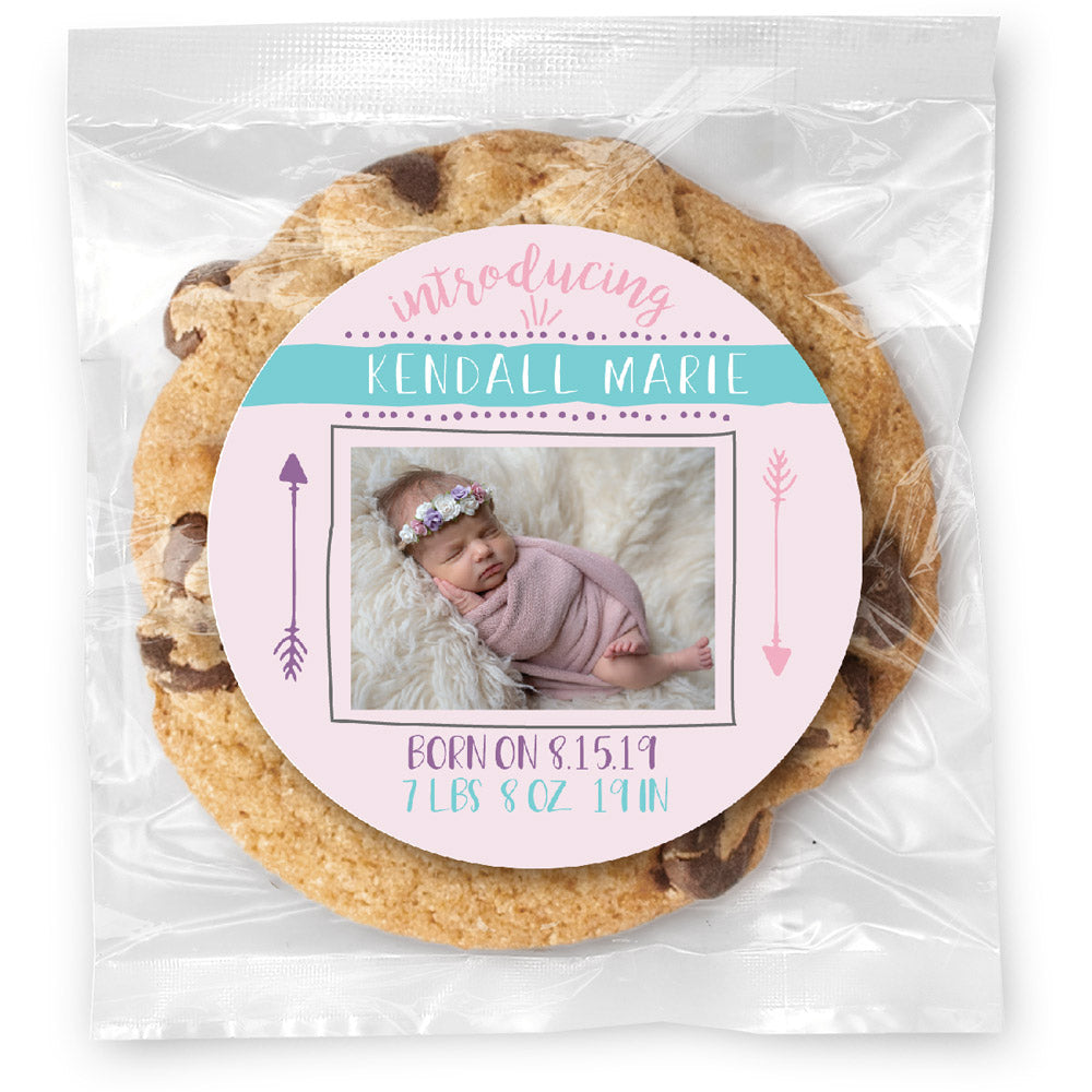 Introducing Baby photo - Girl - Gourmet Chocolate Chip Or Variety Pack W/ Full Color Personalized Sticker