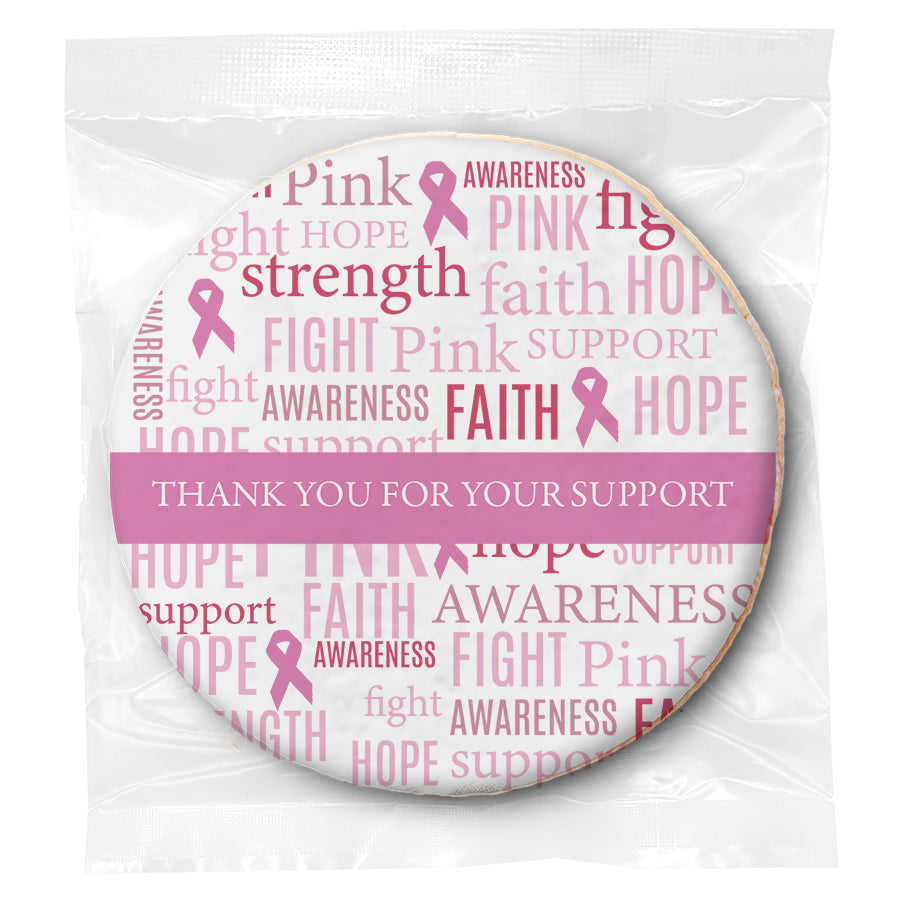 Breast Cancer Words - Personalized Direct Print On Round Sugar Cookie