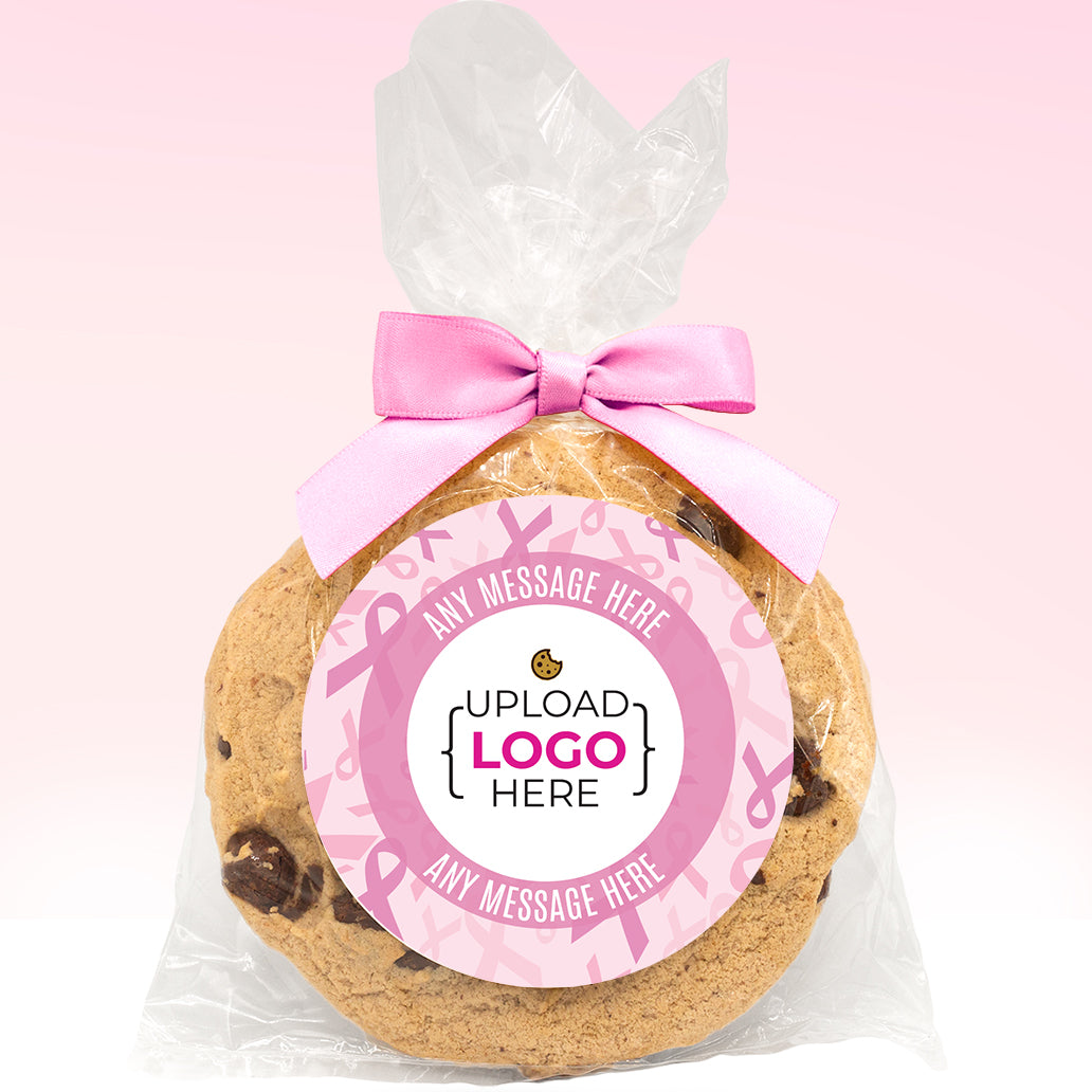 Breast Cancer Logo Upload - Gourmet Chocolate Chip Or Variety Pack W/ Full Color Personalized Sticker