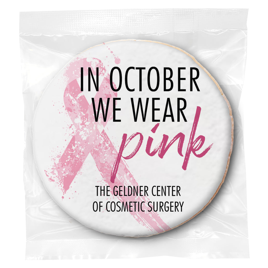 In October we wear Pink - Personalized Direct Print On Round Sugar Cookie
