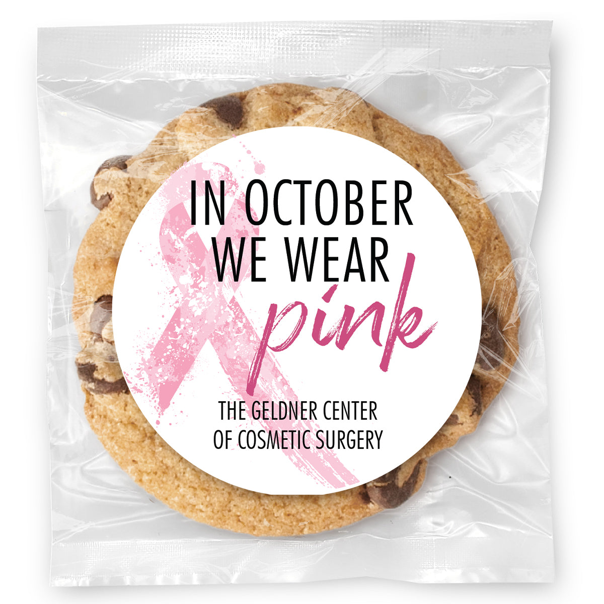 In October we wear Pink - Gourmet Chocolate Chip Or Variety Pack W/ Full Color Personalized Sticker