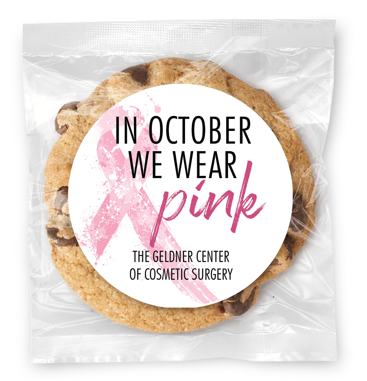 In October we wear Pink - Gourmet Chocolate Chip Or Variety Pack W/ Full Color Personalized Sticker