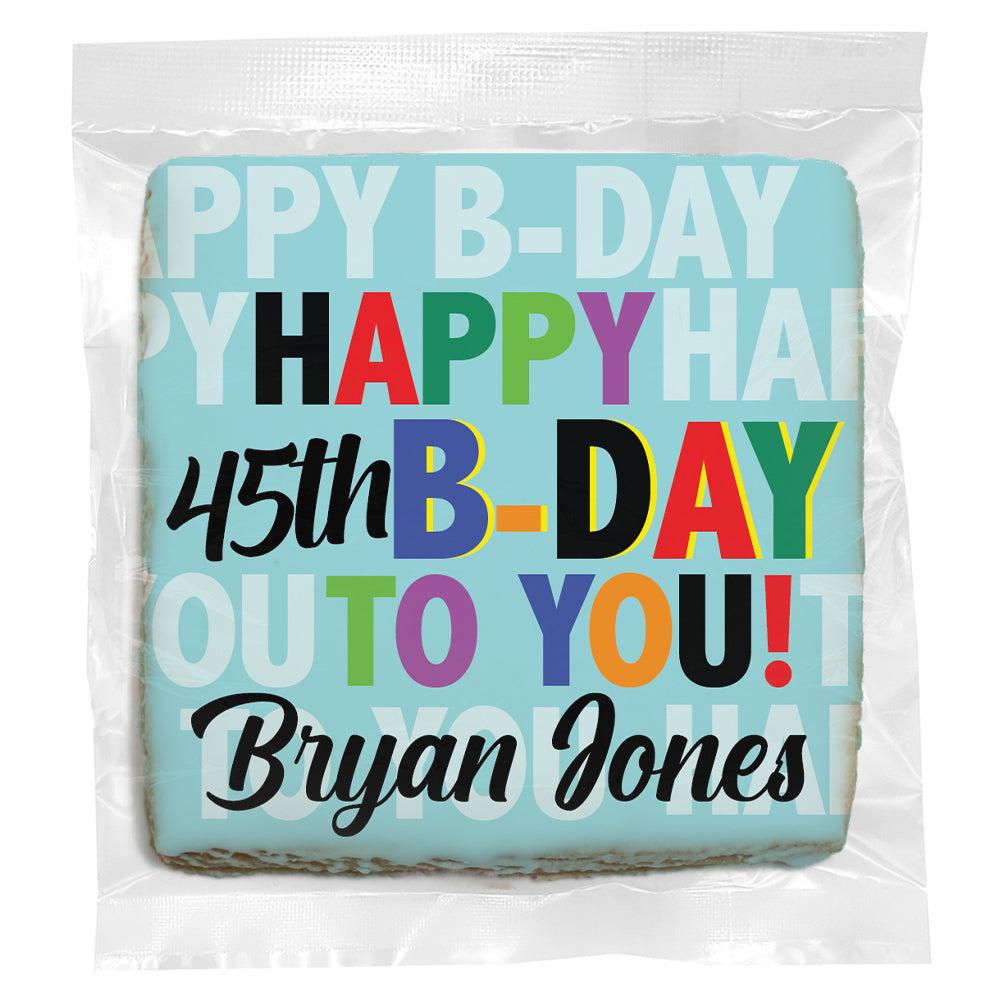 Colorful (Any Age) Happy Birthday to you - Personalized Direct Print On Square Sugar Cookie