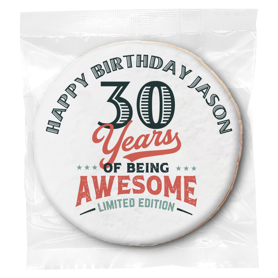 (X) Years of being awesome - Personalized Direct Print On Round Sugar Cookie