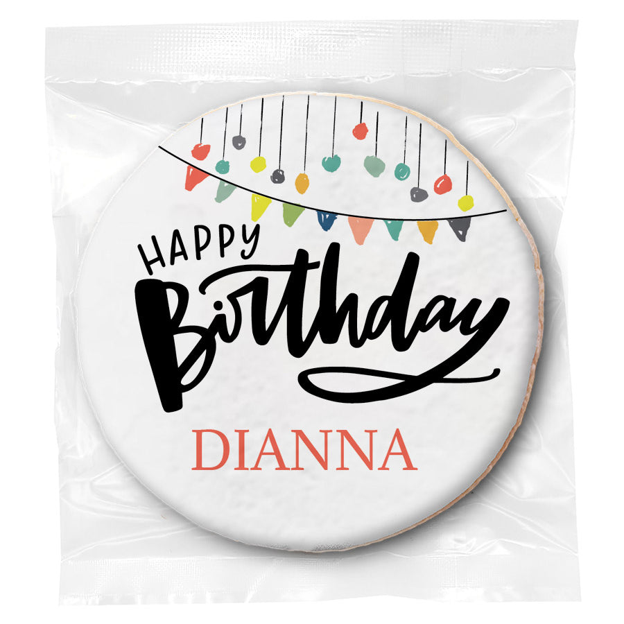 Happy Birthday Banner - Personalized Direct Print On Round Sugar Cookie