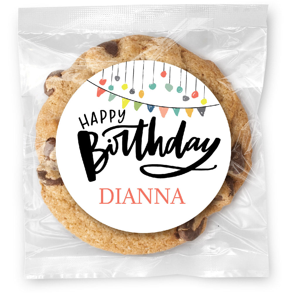 Happy Birthday Banner - Gourmet Chocolate Chip Or Variety Pack W/ Full Color Personalized Sticker