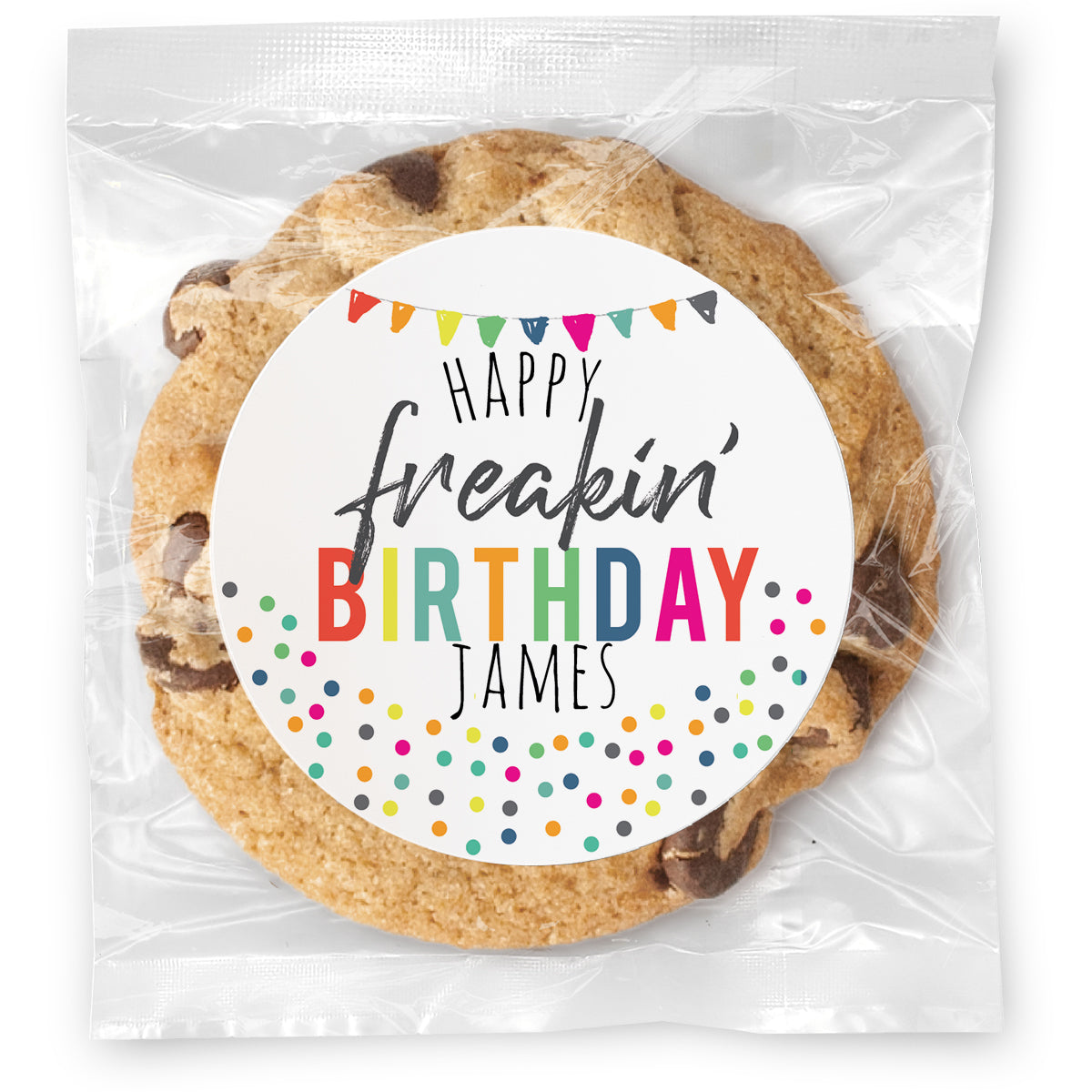 Happy Freakin' Birthday - Gourmet Chocolate Chip Or Variety Pack W/ Full Color Personalized Sticker