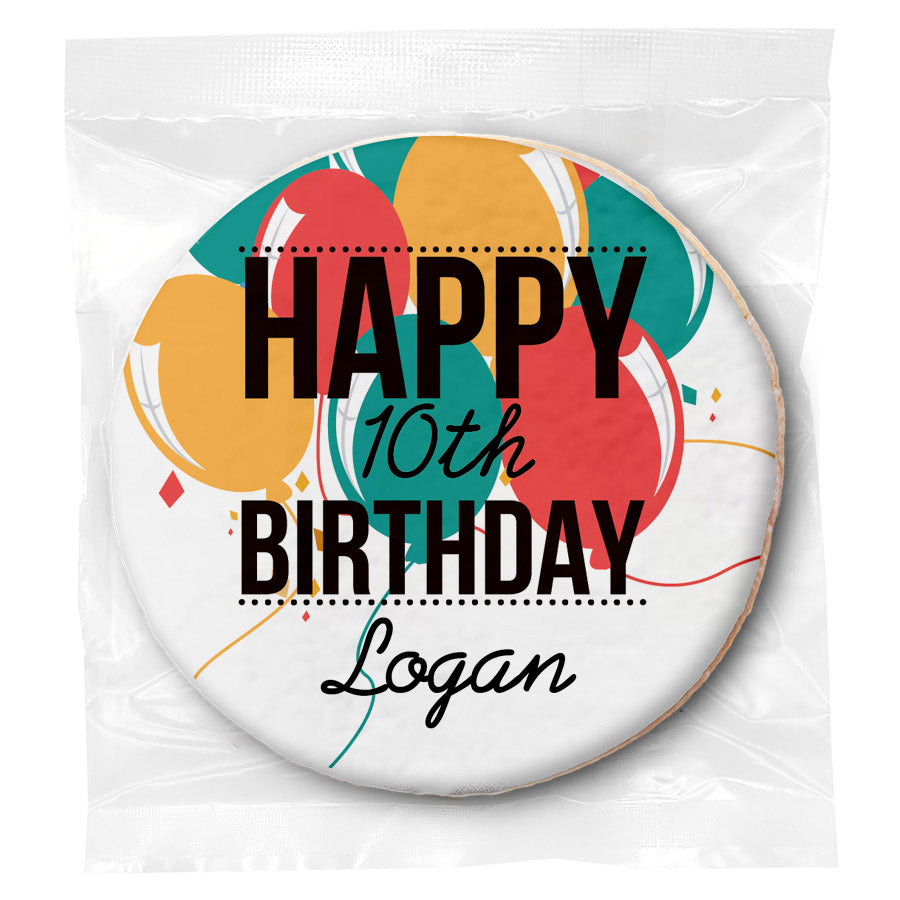 Birthday Balloons - Personalized Direct Print On Round Sugar Cookie