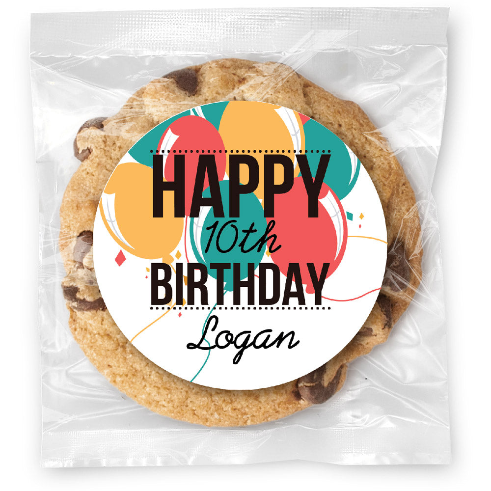 Birthday Balloons - Gourmet Chocolate Chip Or Variety Pack W/ Full Color Personalized Sticker