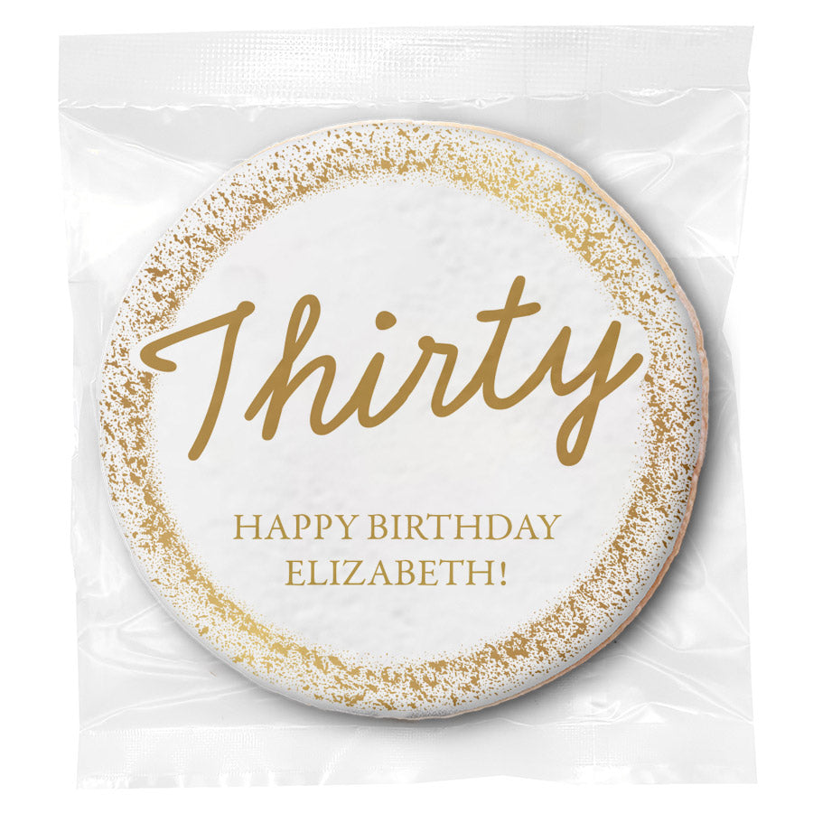 Cursive Thirty Gold Age - Personalized Direct Print On Round Sugar Cookie