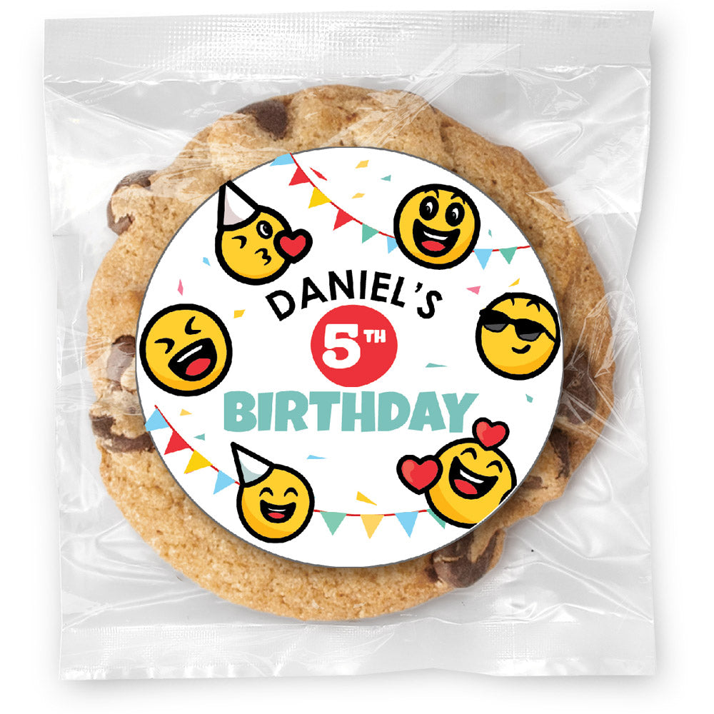 Emoji Birthday - Gourmet Chocolate Chip Or Variety Pack W/ Full Color Personalized Sticker