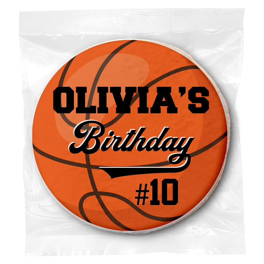 Kids Birthday Basketball - Personalized Direct Print On Round Sugar Cookie