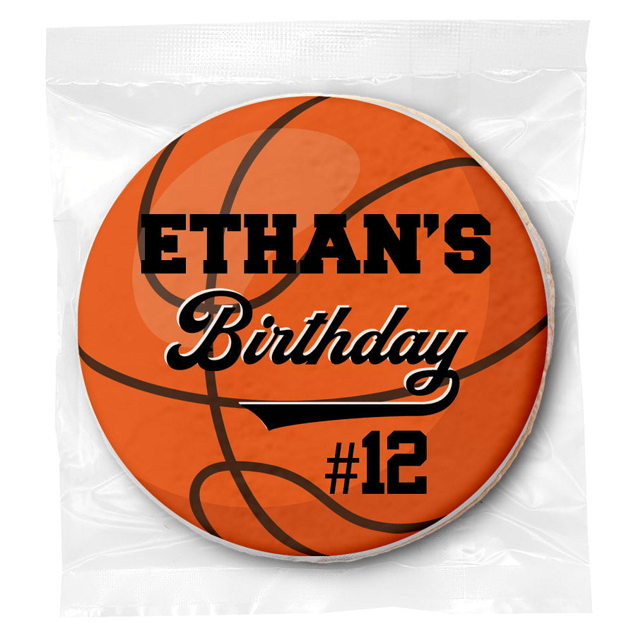 Kids Birthday Basketball - Personalized Direct Print On Round Sugar Cookie