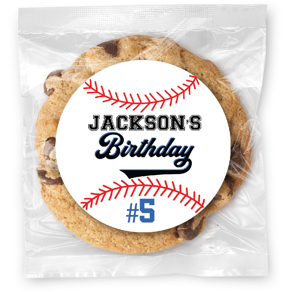 Kids Birthday Baseball - Gourmet Chocolate Chip Or Variety Pack W/ Full Color Personalized Sticker