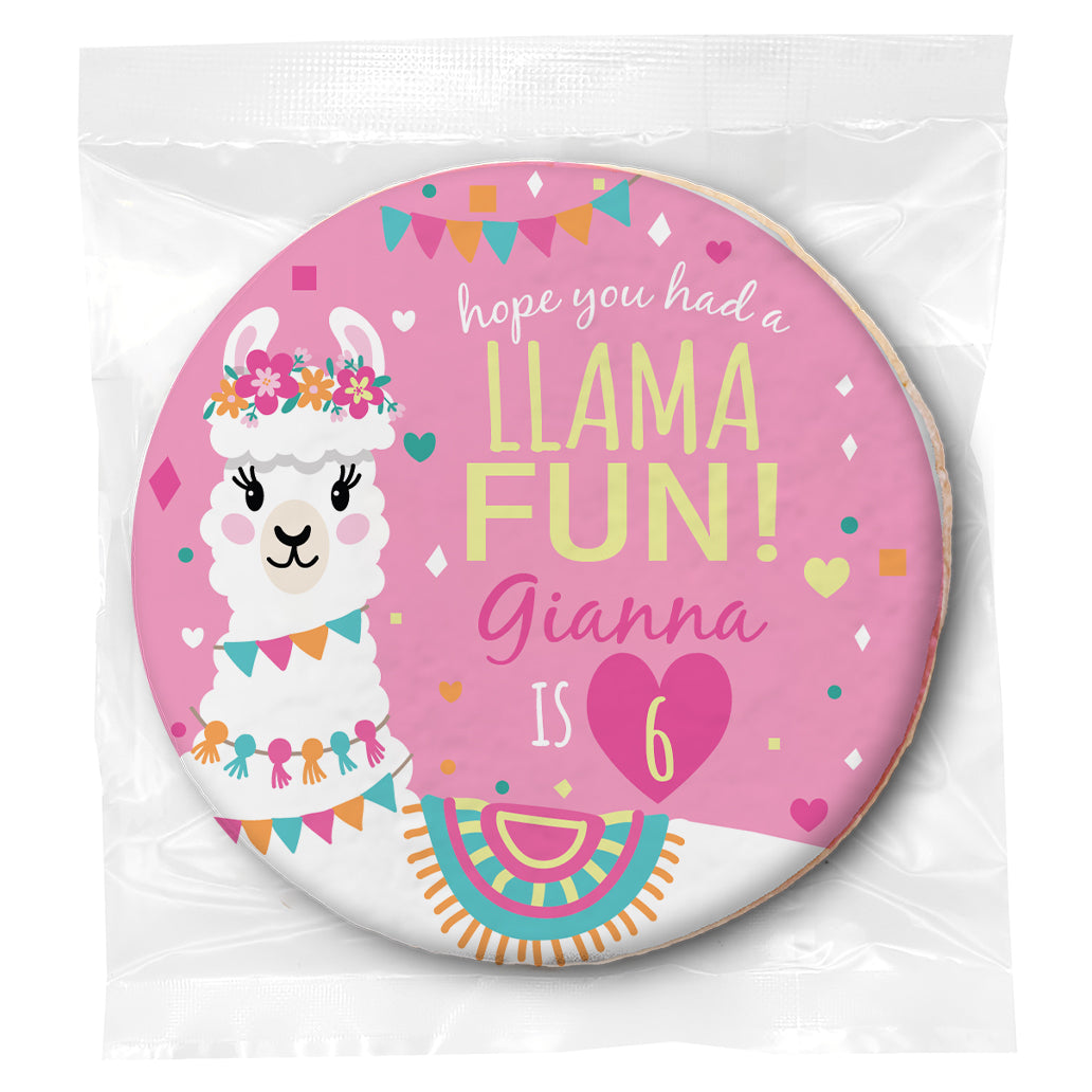 LLama Fun Birthday - Personalized Direct Print On Round Sugar Cookie