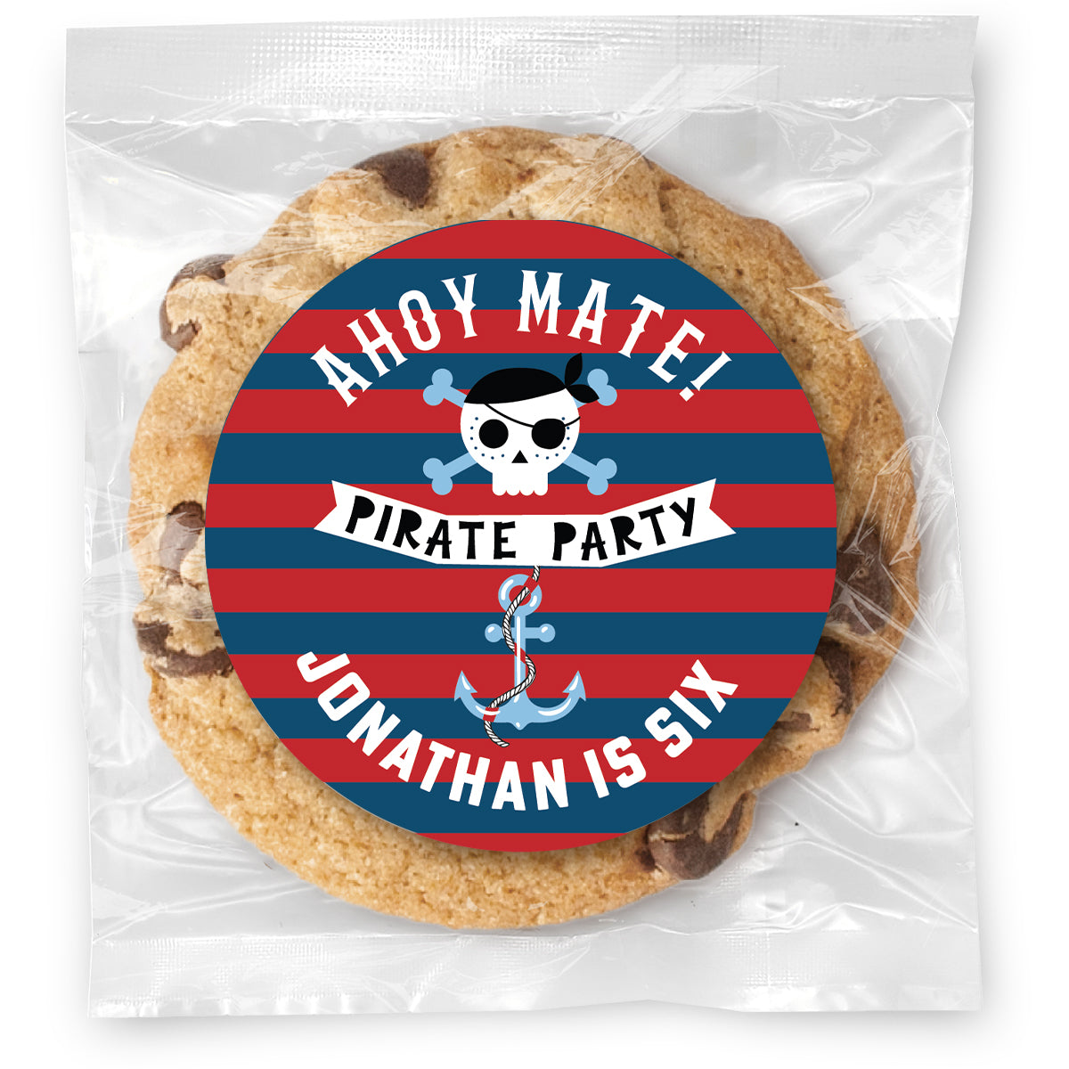 Pirate Party - Gourmet Chocolate Chip Or Variety Pack W/ Full Color Personalized Sticker