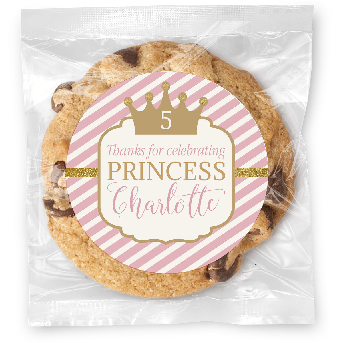 Princess Party - Gourmet Chocolate Chip Or Variety Pack W/ Full Color Personalized Sticker