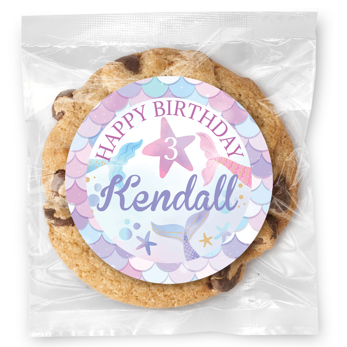 Mermaid Birthday - Gourmet Chocolate Chip Or Variety Pack W/ Full Color Personalized Sticker