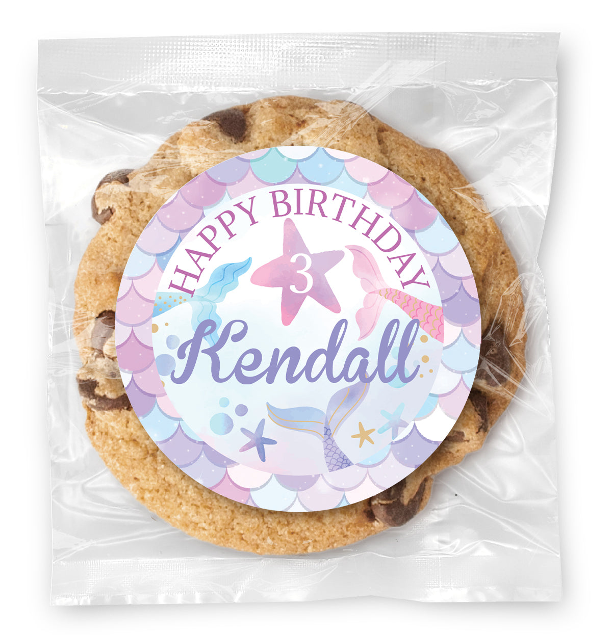 Mermaid Birthday - Gourmet Chocolate Chip Or Variety Pack W/ Full Color Personalized Sticker