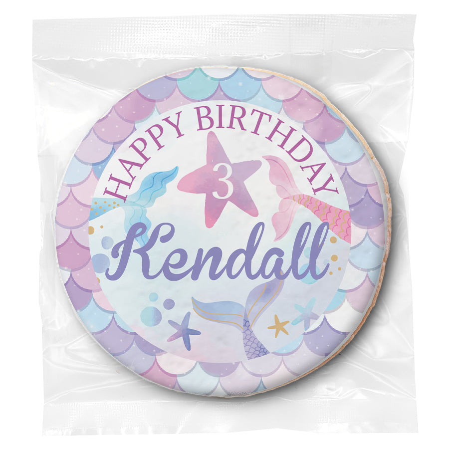 Mermaid Birthday - Personalized Direct Print On Round Sugar Cookie