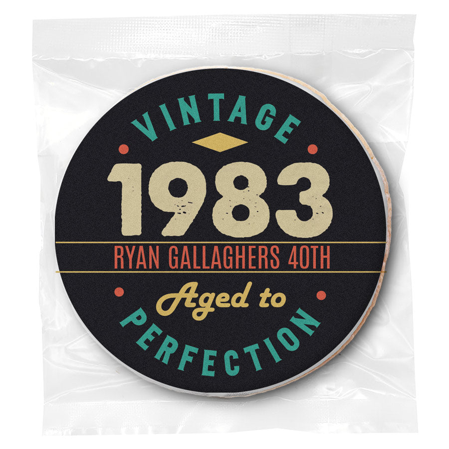 Vintage Aged To Perfection - 40th Birthday - Personalized Direct Print On Round Sugar Cookie