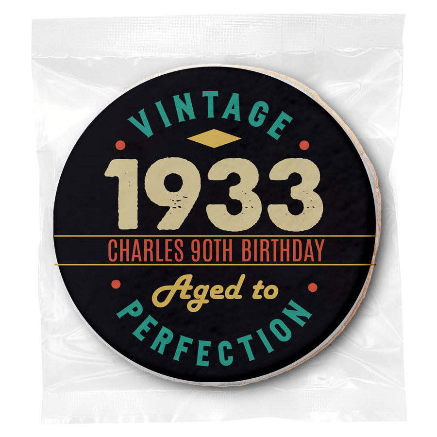 Vintage Aged To Perfection - 100th Birthday - Personalized Direct Print On Round Sugar Cookie
