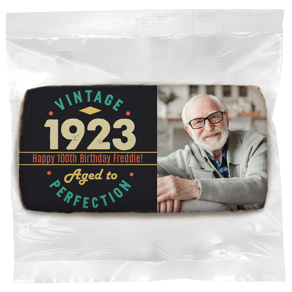 Vintage Aged To Perfection 100 Photo - Personalized Direct Print on Rectangle Sugar Cookies