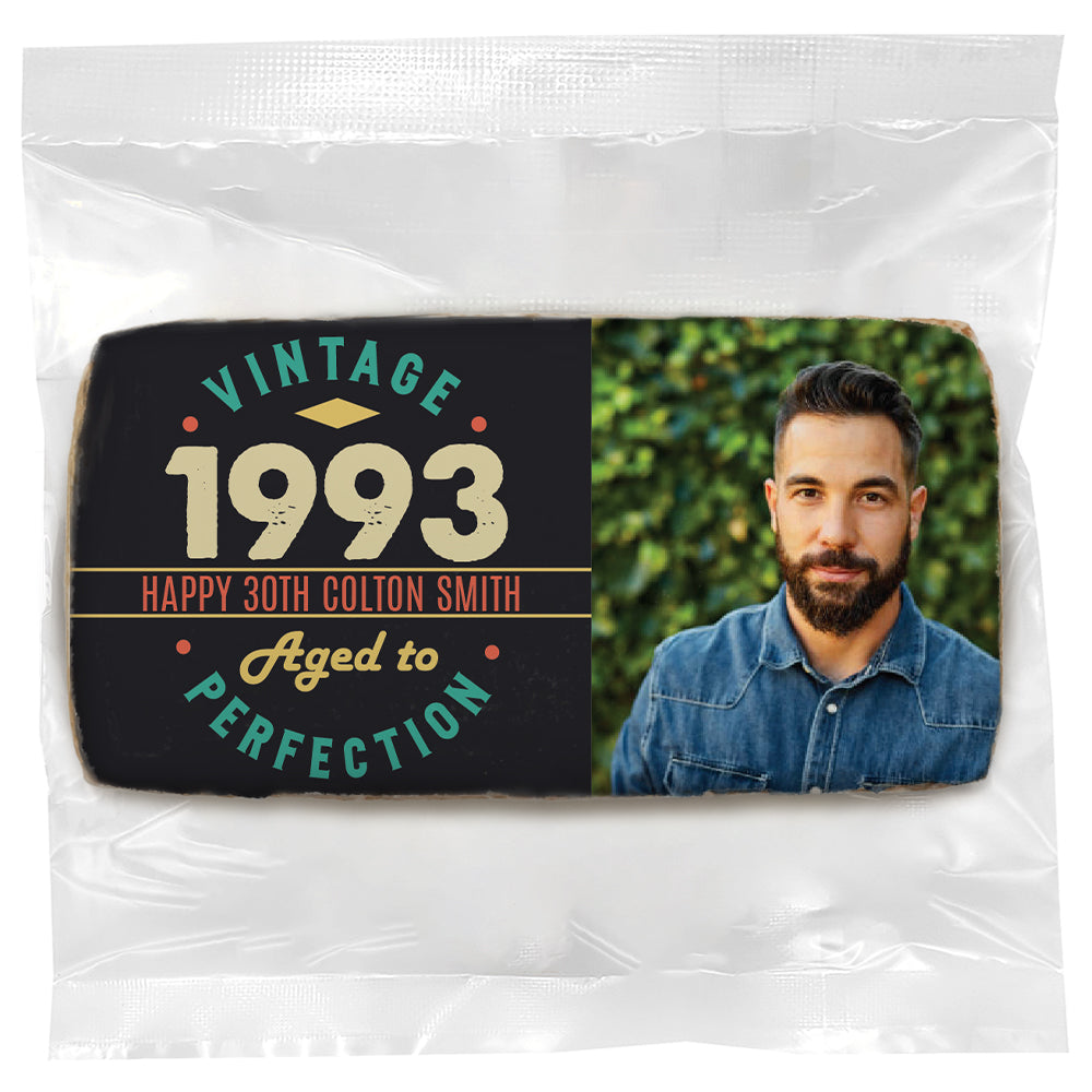 Vintage Aged To Perfection 30 Photo - Personalized Direct Print On Rectangle Sugar Cookie