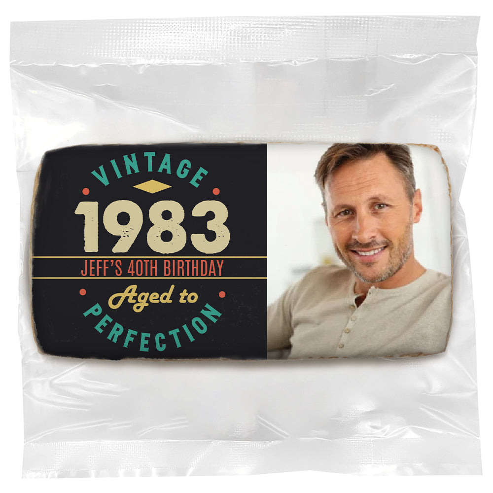 Vintage Aged To Perfection 40 Photo - Personalized Direct Print On Rectangle Sugar Cookie