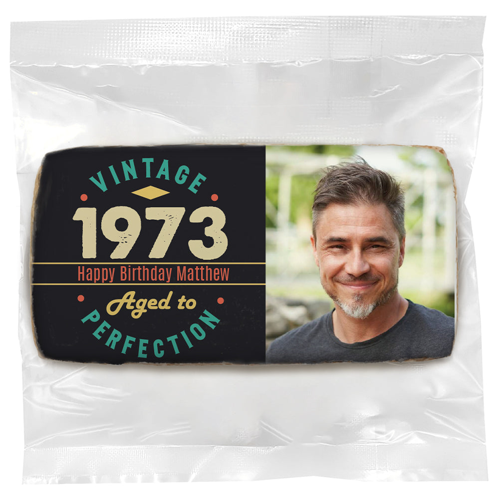 Vintage Aged To Perfection 50 Photo -Personalized Direct Print On Rectangle Sugar Cookie