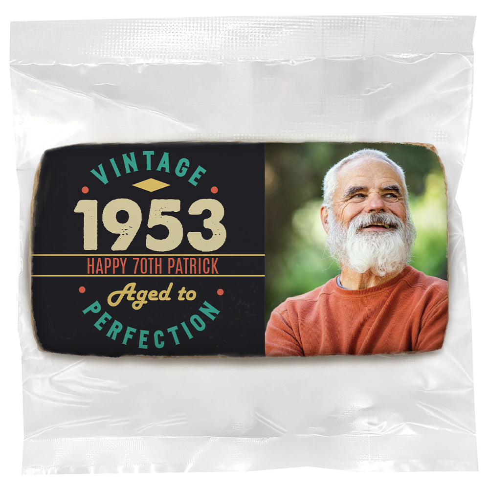 Vintage Aged To Perfection 70 Photo - Personalized Direct Print On Rectangle Sugar Cookie
