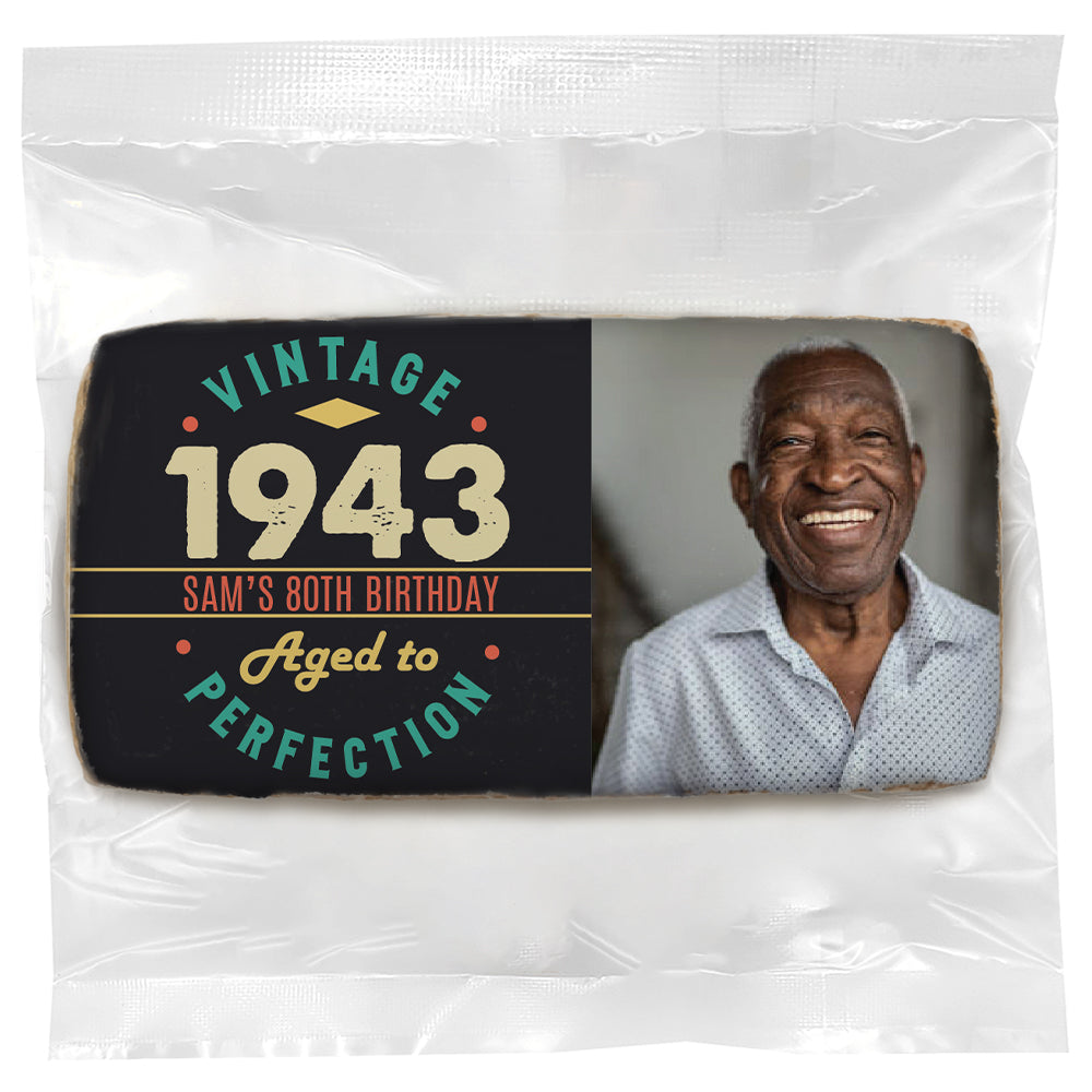 Vintage Aged To Perfection 80 Photo - Personalized Direct Print On Rectangle Sugar Cookie