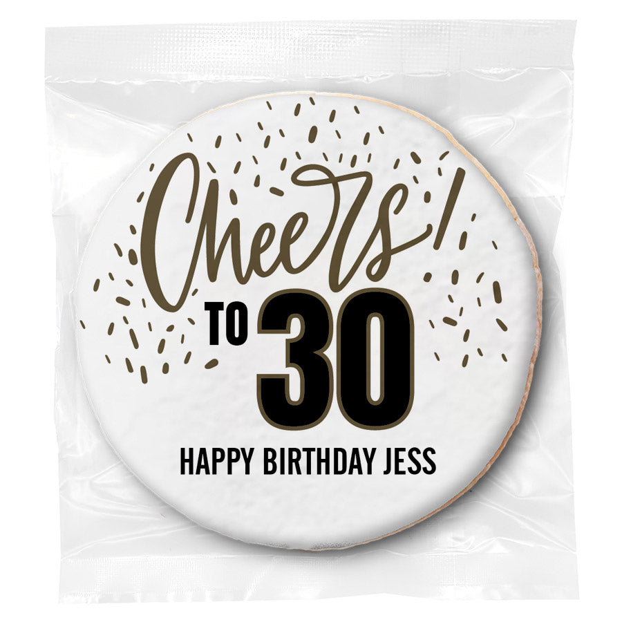 Cheers to You Confetti 30th Birthday - Personalized Direct Print On Round Sugar Cookie