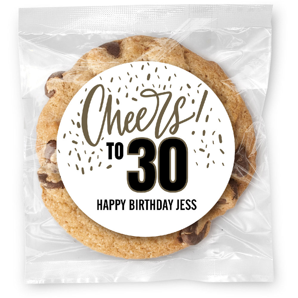 Cheers to you Confetti - 30 - Gourmet Chocolate Chip Or Variety Pack W/ Full Color Personalized Sticker