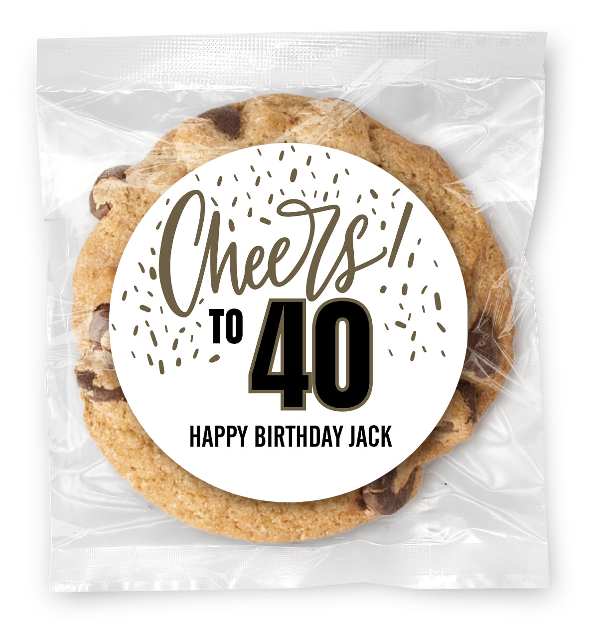 Cheers to you Confetti - 40 - Gourmet Chocolate Chip Or Variety Pack W/ Full Color Personalized Sticker