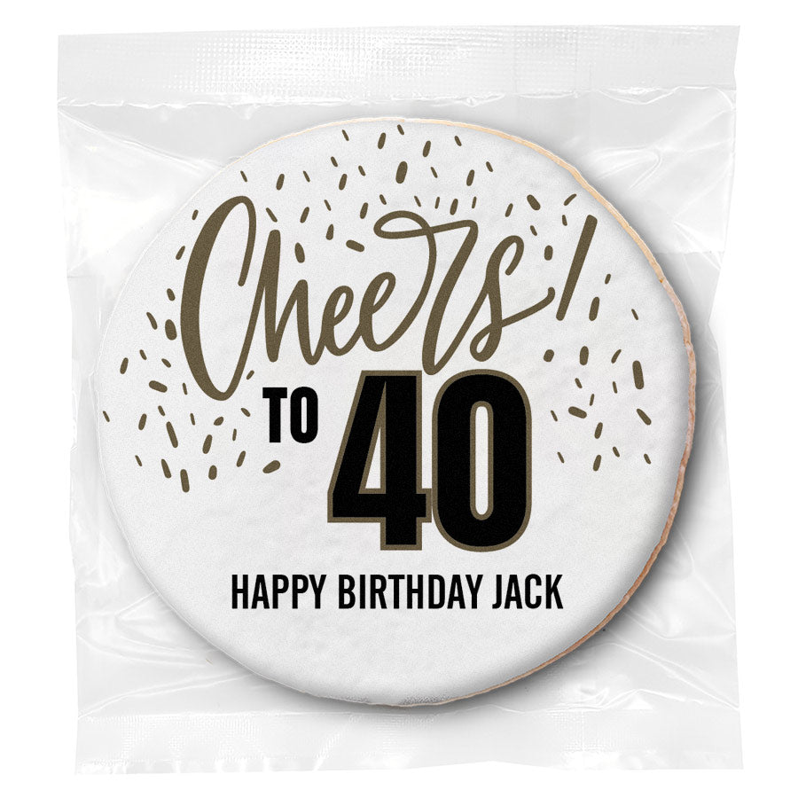 Cheers to You Confetti 40th Birthday - Personalized Direct Print On Round Sugar Cookie