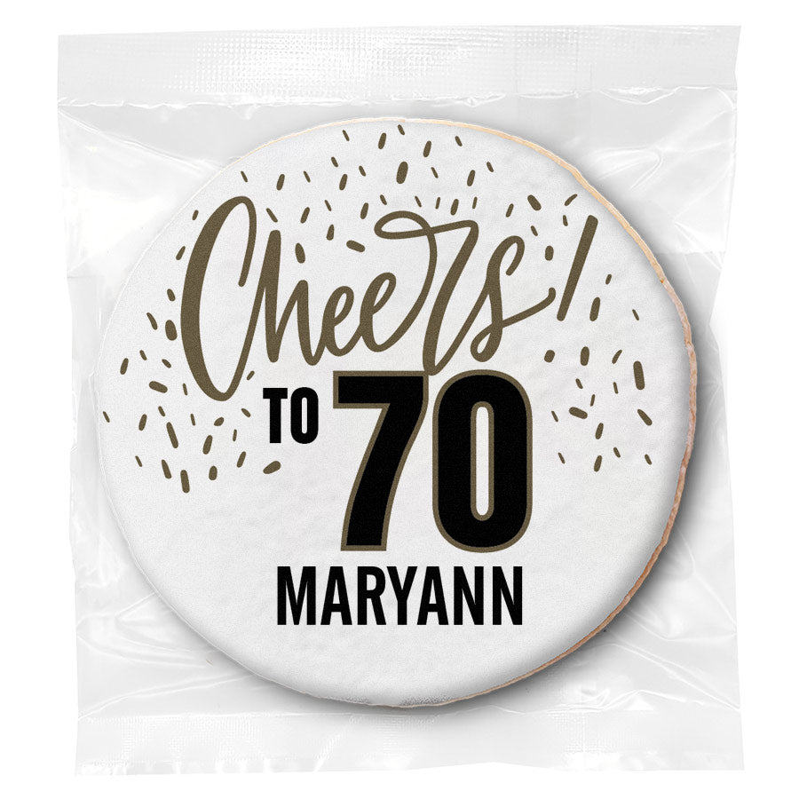Cheers to You Confetti 70th Birthday - Personalized Direct Print On Round Sugar Cookie