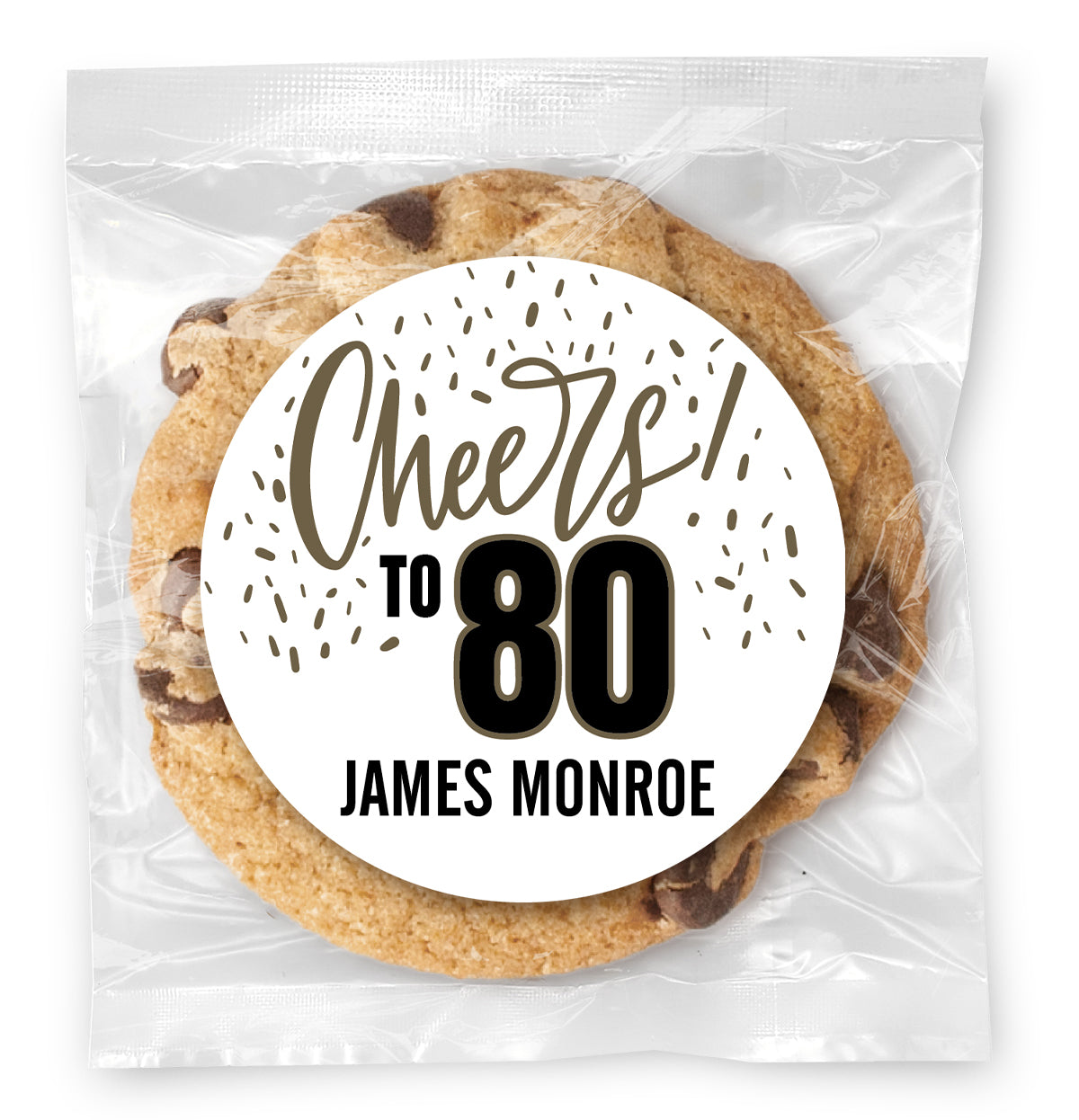 Cheers to you Confetti - 80 - Gourmet Chocolate Chip Or Variety Pack W/ Full Color Personalized Sticker